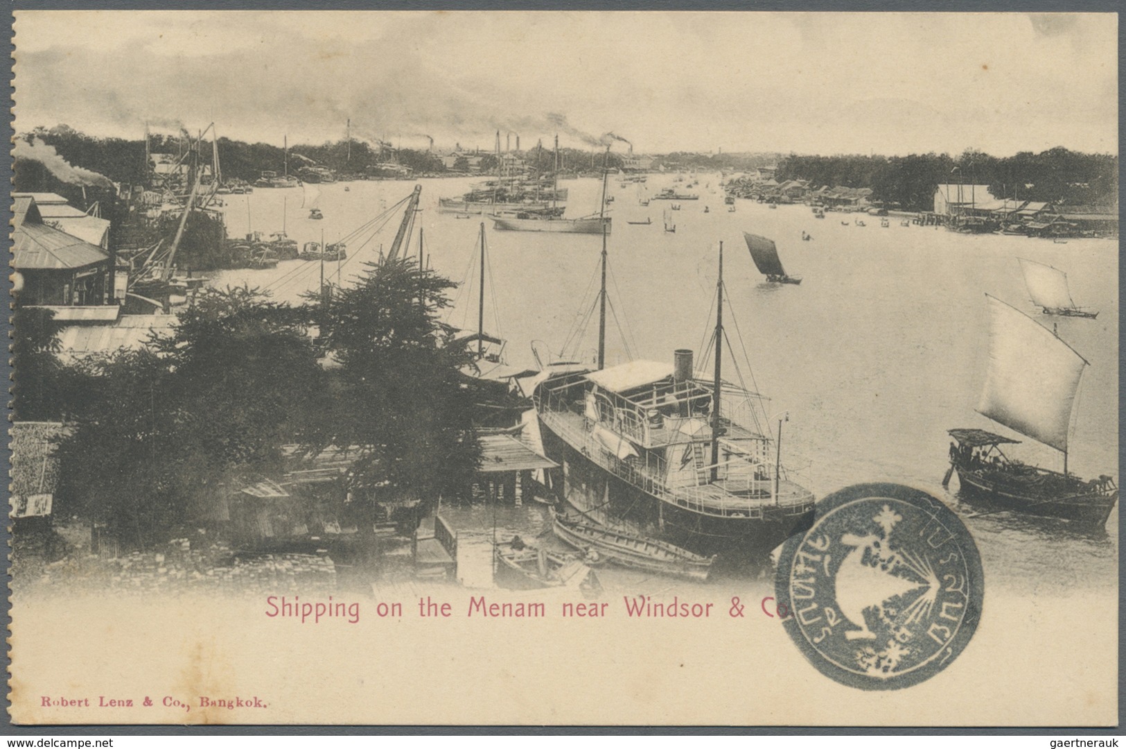 Br Thailand: 1904. Picture Post Card Of 'Shipping On The Menam River Near Windsor & Co" Bearing Siam SG - Thailand