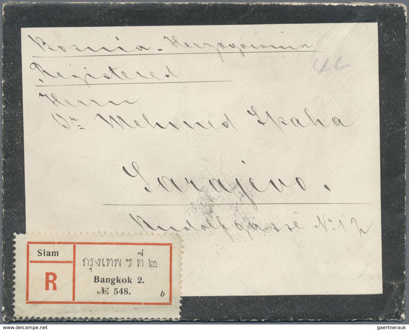 Br Thailand: 1909 Registered Double-weight Mourning Cover From Bangkok To Sarajevo, Bosnia & Herzogovin - Thailand