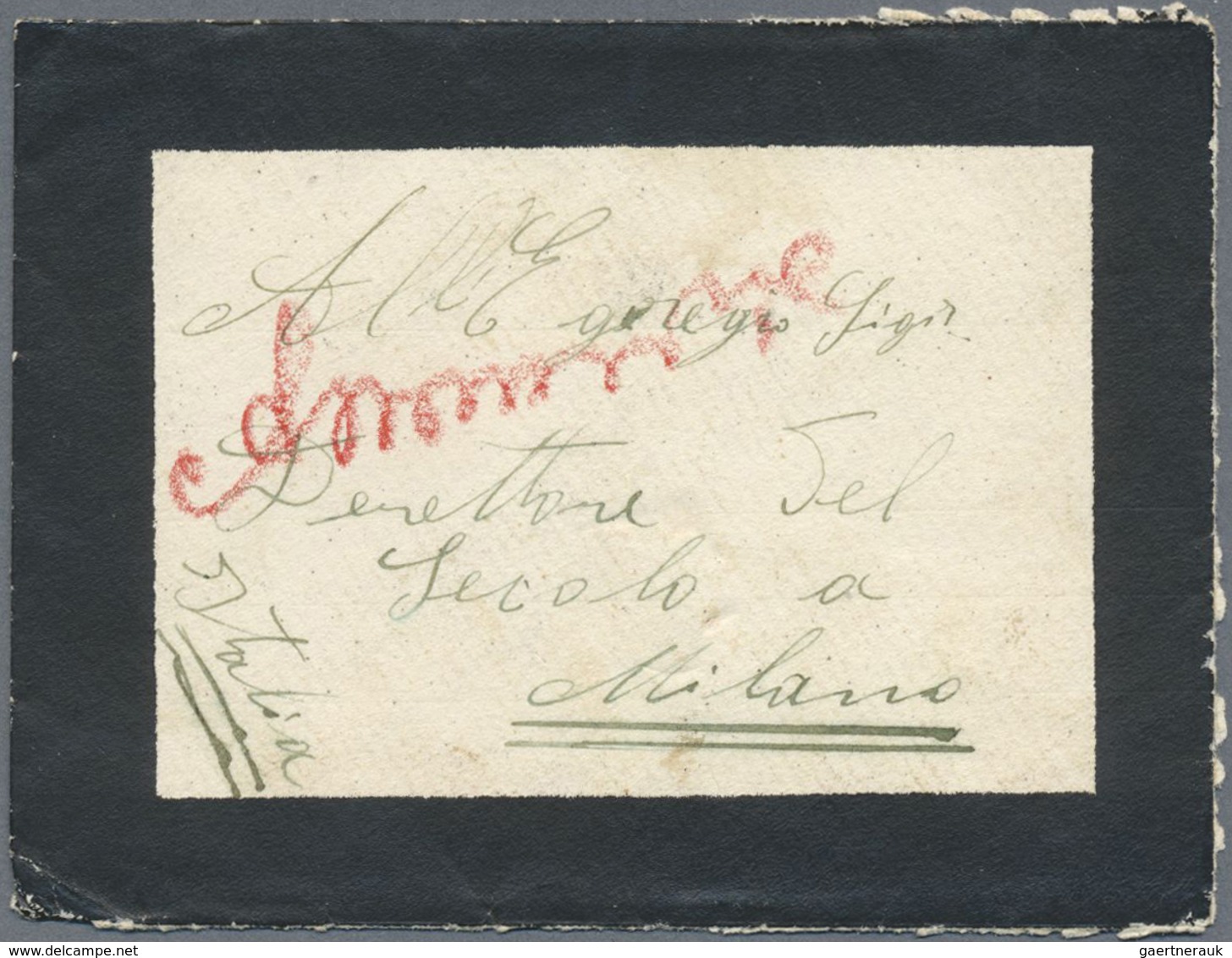 Br Thailand: 1912 Small Mourning Cover From TRANG To Milano, Italy Via Penang, Franked On The Reverse B - Thailand