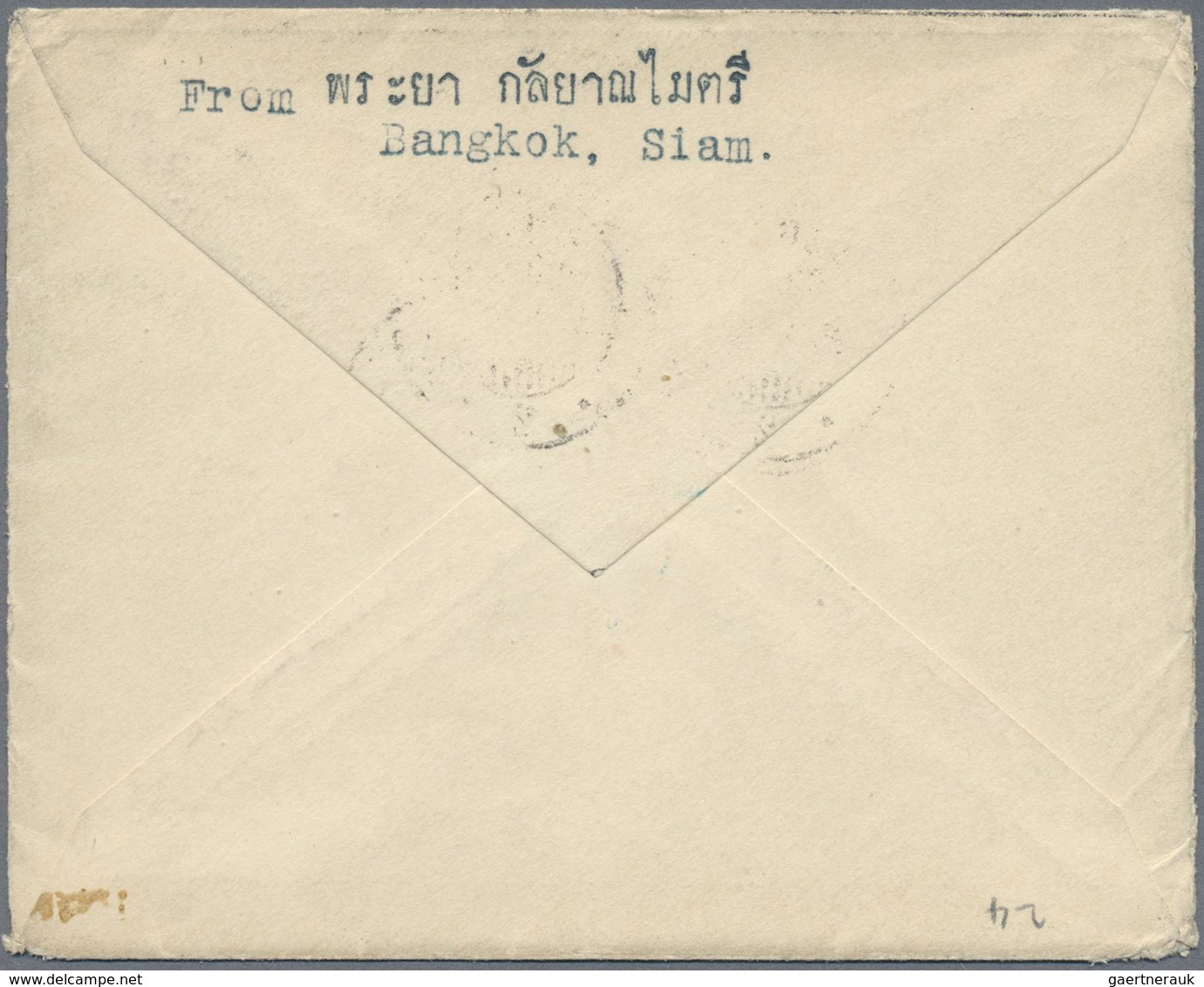 Br Thailand: 1912 Double-weight Mourning Cover From Bangkok (26.1.12) To Chicago, Ill., USA, Franked 19 - Thailand