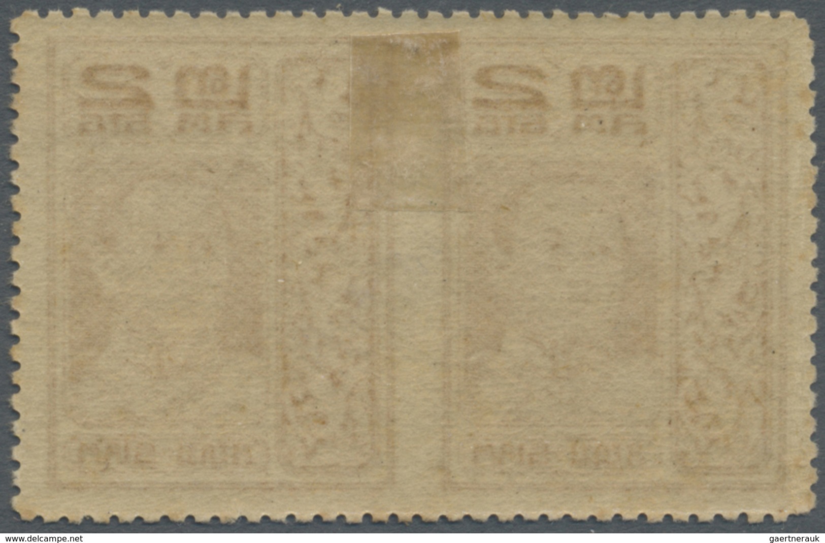 * Thailand: 1917 2s. Yellow-brown Horizontal Pair, Variety IMPERFORATED BETWEEN, Mint Lightly Hinged, - Thailand