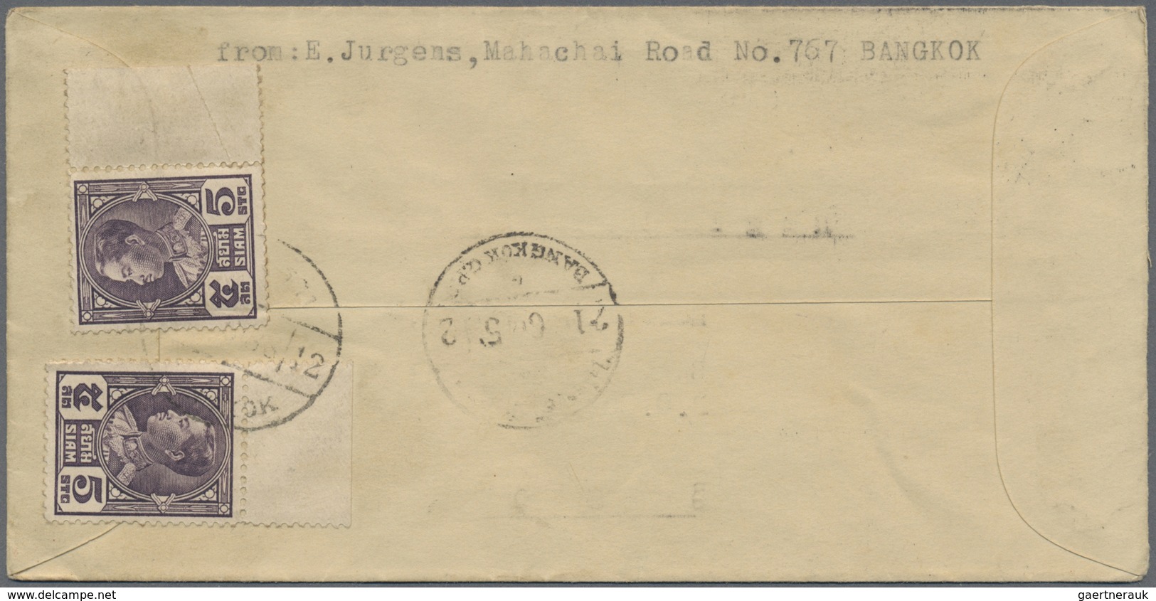 GA Thailand - Ganzsachen: 1928 Postal Stationery Envelope 15s. Blue, Used Registered Within Bangkok, Up - Thailand