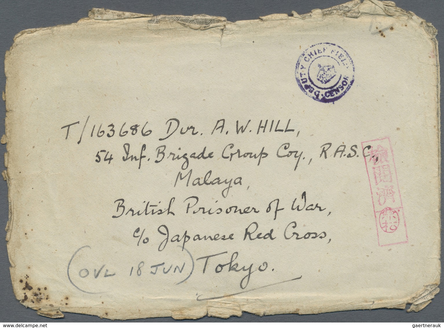 Br Thailand - Besonderheiten: 1942, PRISONER OF WAR MAIL BURMA THAI RAILWAY, Stampless Envelope (heavy - Thailand