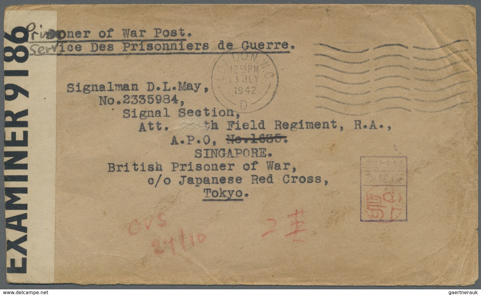 Br Thailand - Besonderheiten: 1942. Prisoner Of War Envelope Written From London With Censor Label Addr - Thailand