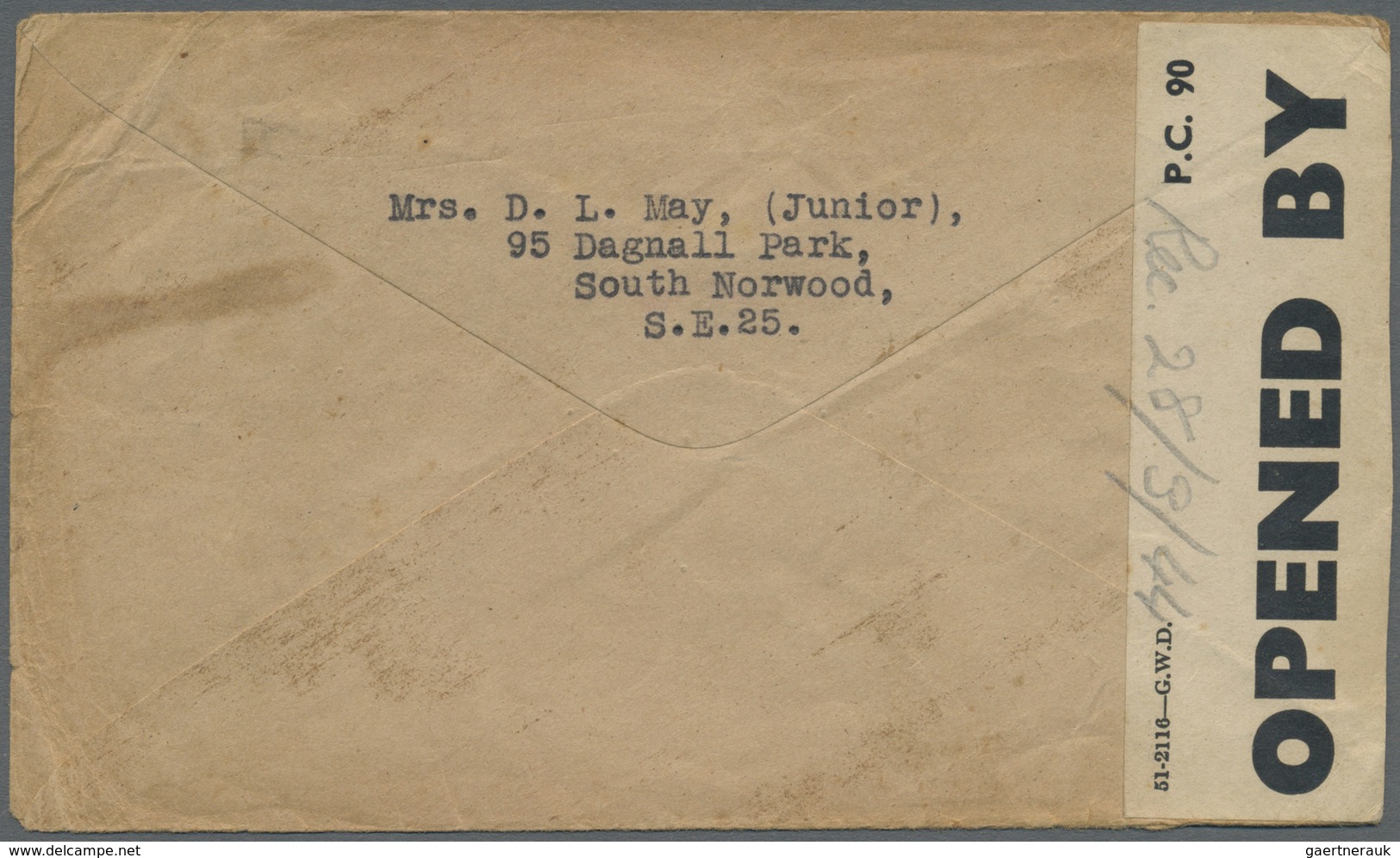 Br Thailand - Besonderheiten: 1942. Prisoner Of War Envelope Written From London With Censor Label Addr - Thailand