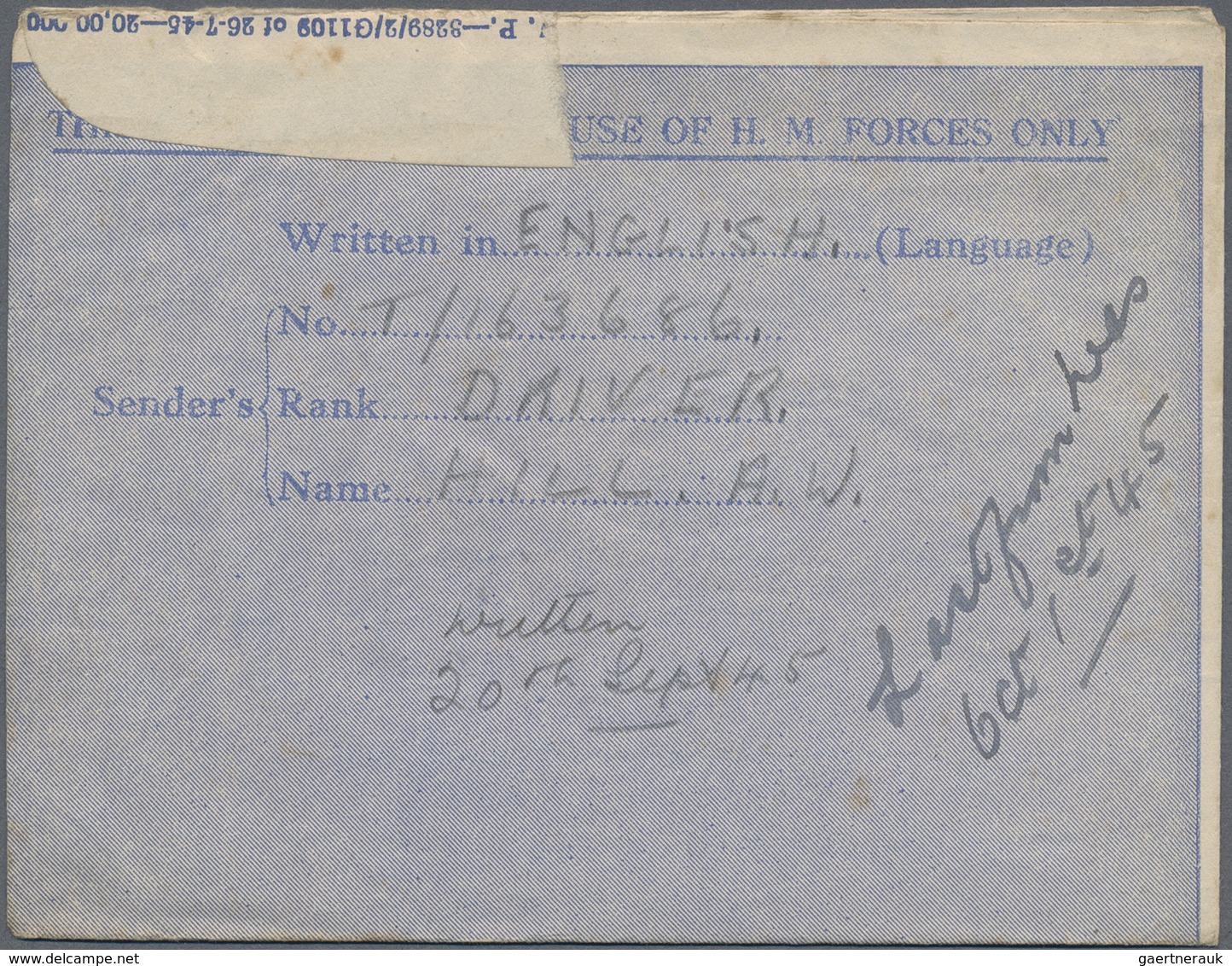 Br Thailand - Besonderheiten: 1945, PRISONER OF WAR MalL. BURMA THAI RAILWAY. Blue Air Letter Written B - Thailand