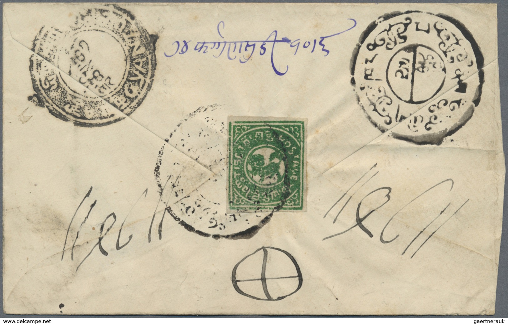 Br Tibet: 1912, 1/6 T. Deep Bluish Green Tied All Native Dater (probably Phari) To Reverse Of Small Cov - Asia (Other)