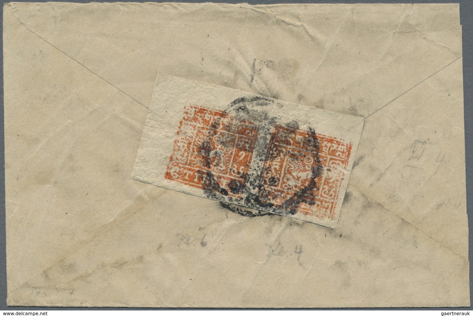 Br Tibet: 1933, 2 T. Red, Two Inland Registered Covers With Corner Margin Pairs: Vertical Right Corner - Autres - Asie