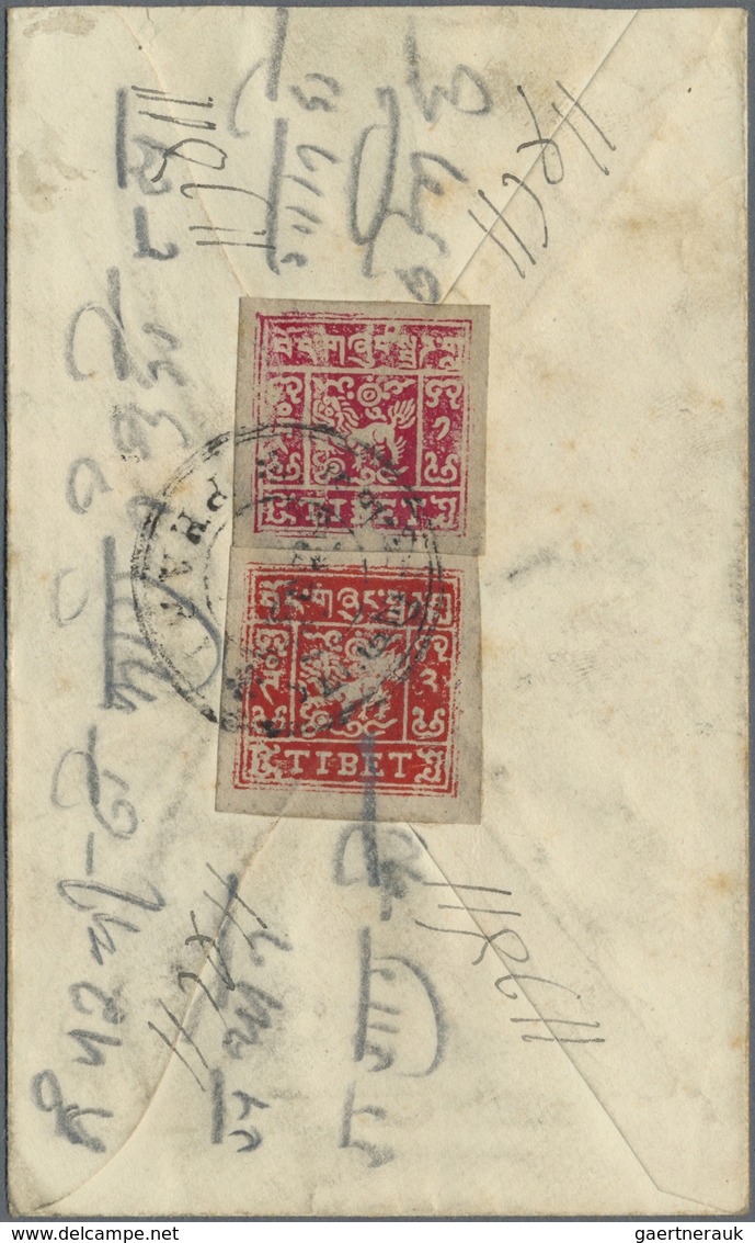 Br Tibet: 1933, 1 T. Rose-carmine With 2 T. Red Tied Large Bilingual „PHARI“ To Reverse Of Inland Cover - Asia (Other)