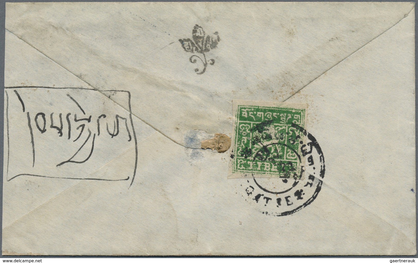 Br Tibet: 1933/50, Two Inland Covers: 4 T. Emerald Tied "GYANTSE" Resp. 4 T. Yellowish Green, A Left Ma - Andere-Azië