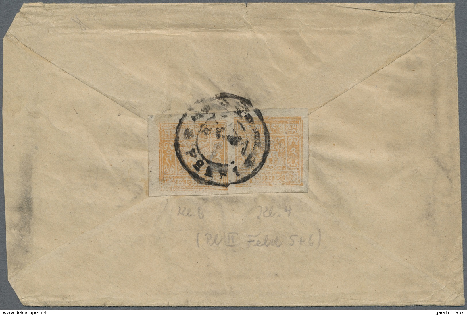 Br Tibet: 1949/50, 2 T. Yellowish Brown, A Horizontal Pair Pl. II Pos. 5-6 (clichés 6+4) Tied "PHARI" T - Asia (Other)