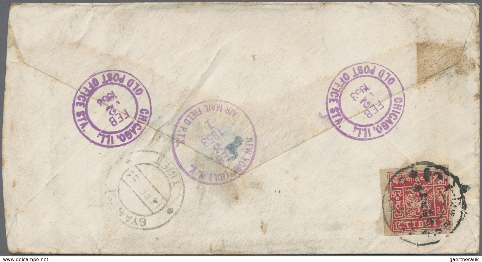 Br Tibet: 1953: Two Airmail Covers From Woodstock, VT, USA To Gyantse, Tibet Franked At Arrival By Righ - Asia (Other)