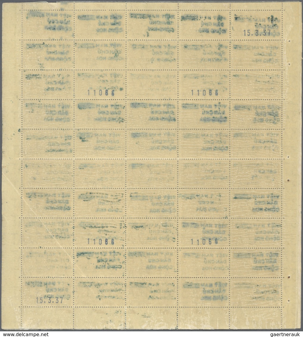 ** Vietnam-Nord (1945-1975): 1945, Fiscals/timbre Fiscal 4 C. 1937 Issue Ovpt. "VIET-NAM / DAN CHU CONG - Vietnam