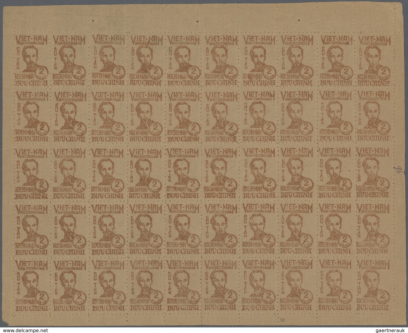 (*) Vietnam-Nord (1945-1975): 1948/1956, Definitives "Ho Chi Minh", 2d. Brown, 5d. Red, 50d. On 5d. Red, - Vietnam