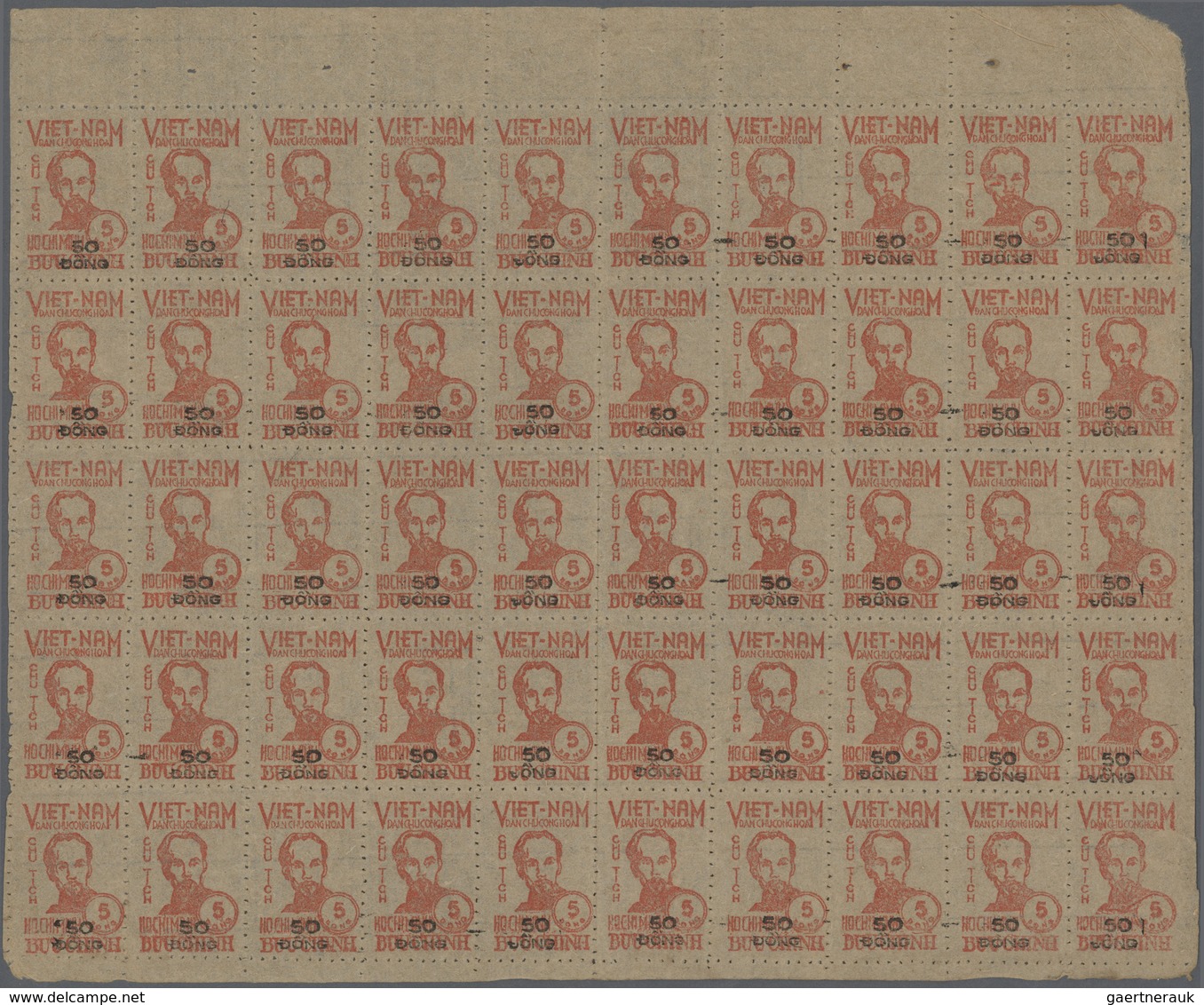 (*) Vietnam-Nord (1945-1975): 1948/1956, Definitives "Ho Chi Minh", 2d. Brown, 5d. Red, 50d. On 5d. Red, - Vietnam