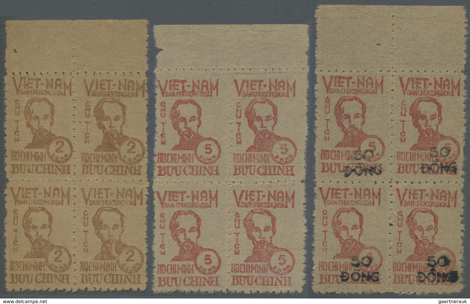 (*) Vietnam-Nord (1945-1975): 1948/1956, President Ho Chi Minh 2d. Pale Brown, 5d. Orange-red And 5d. Or - Vietnam