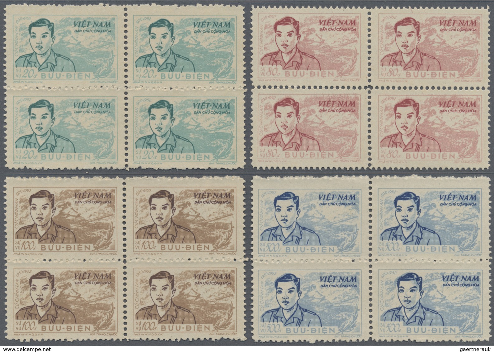 /(*) Vietnam-Nord - Dienstmarken: 1956, Peoples-Army-Hero Cu-Chin-Lan 20 D To 3000 D In Seven Mint Blocks - Vietnam