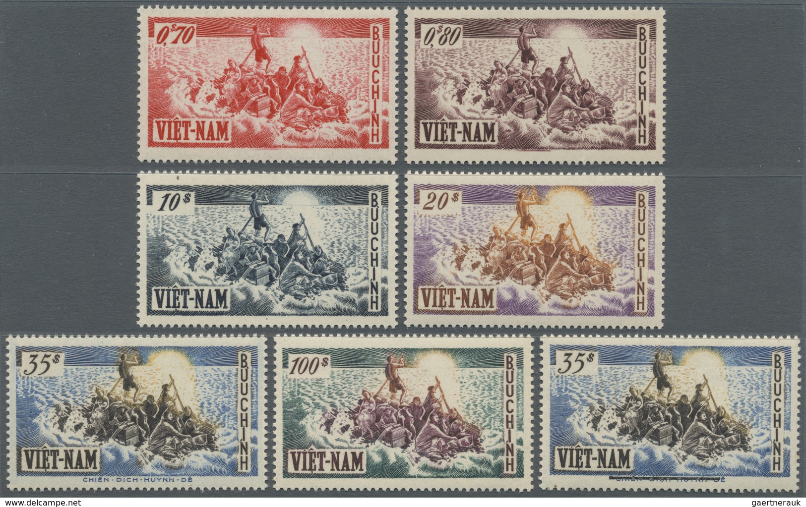 ** Vietnam-Süd (1951-1975): 1955, One Year Of Arrival Of Evacuate Compl. Set Incl. Optd. Stamp, Mint Ne - Viêt-Nam