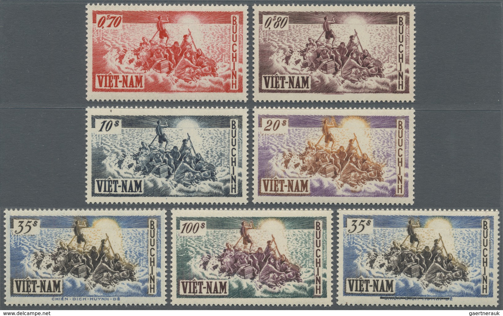 ** Vietnam-Süd (1951-1975): 1955, One Year Of Arrival Of Evacuate Compl. Set Incl. Optd. Stamp, Mint Ne - Vietnam