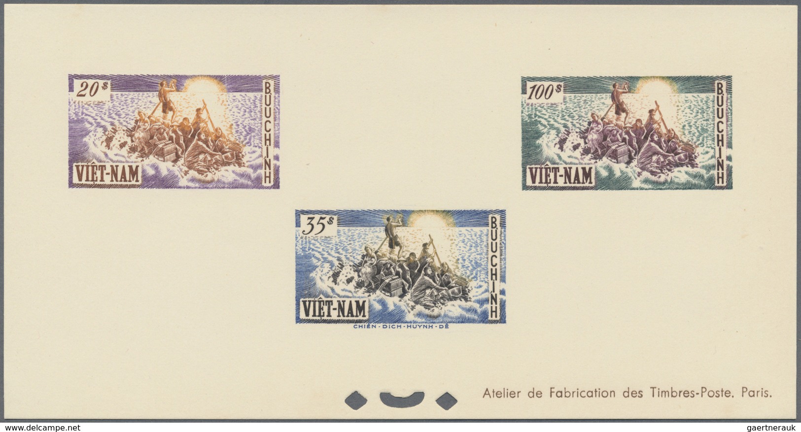 (*) Vietnam-Süd (1951-1975): 1955, Arrival Of Evacuated 0,70 - 100 $, Six Stamps On Two Single Die Proof - Vietnam