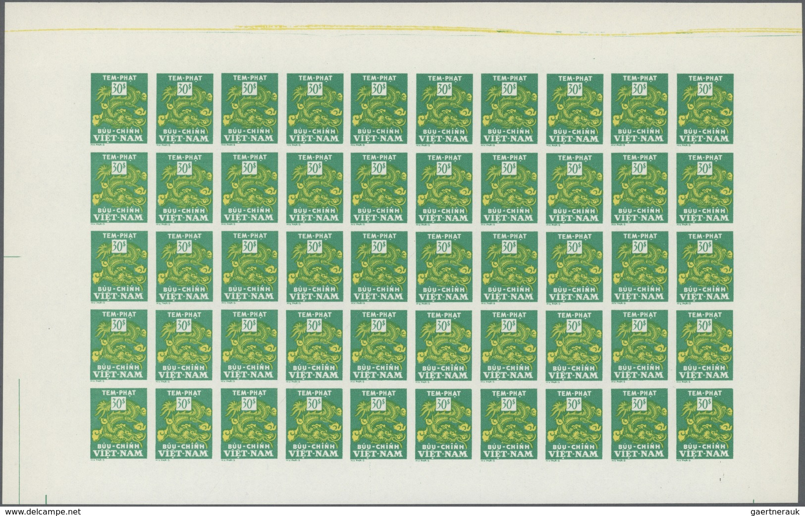 ** Vietnam-Süd - Portomarken: 1955/1956. 6 panneaux complets de 50 avec marges non dentelés. (non réper