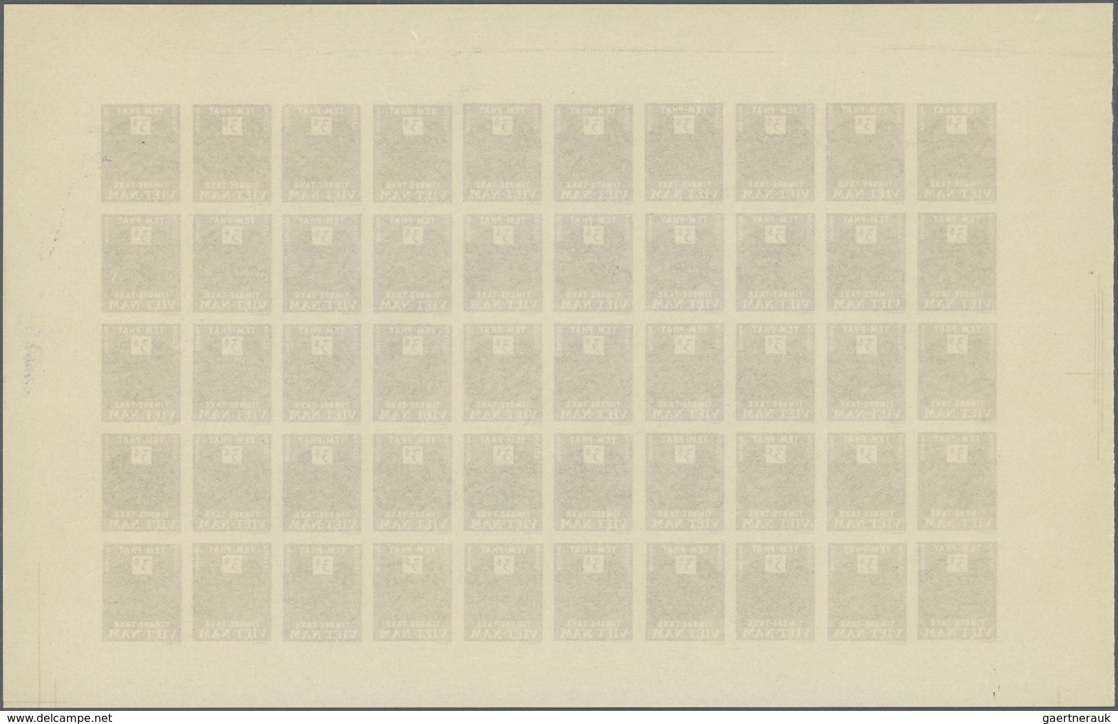 ** Vietnam-Süd - Portomarken: 1955/1956. 6 panneaux complets de 50 avec marges non dentelés. (non réper