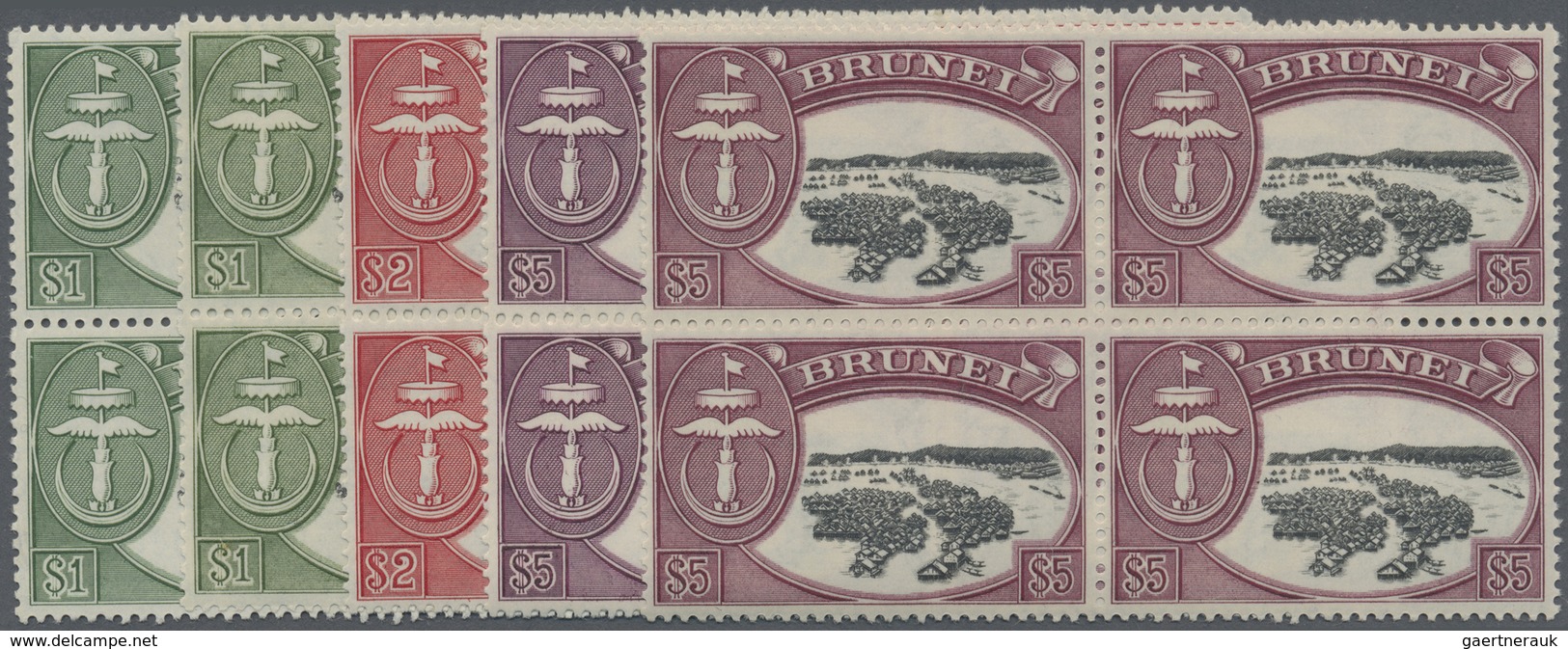 ** Brunei: 1952/1958, Sultan Omar Ali Saifuddin And Water Village Definitives Complete Set Of 14 And Ad - Brunei (1984-...)