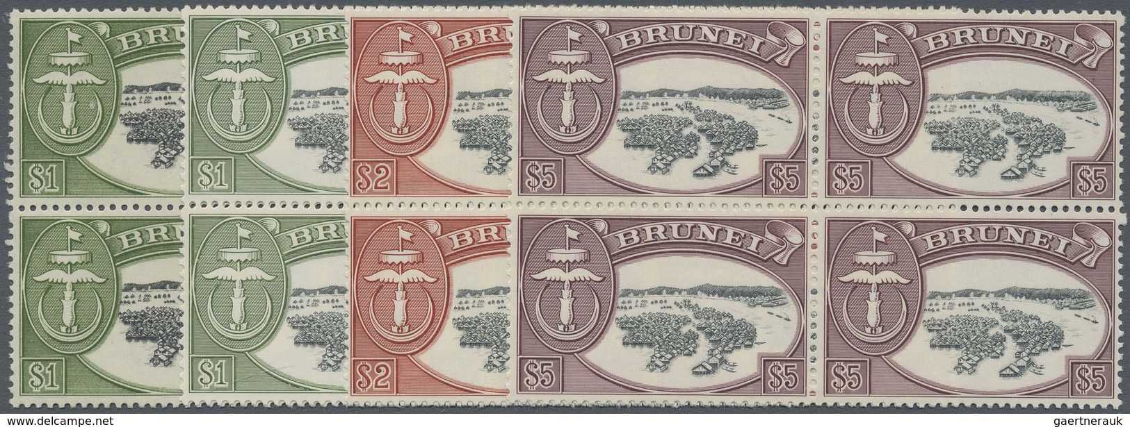 ** Brunei: 1964/1972, Sultan Omar Ali Saifuddin And Water Village Definitives With New Wmk. On Ordinary - Brunei (1984-...)