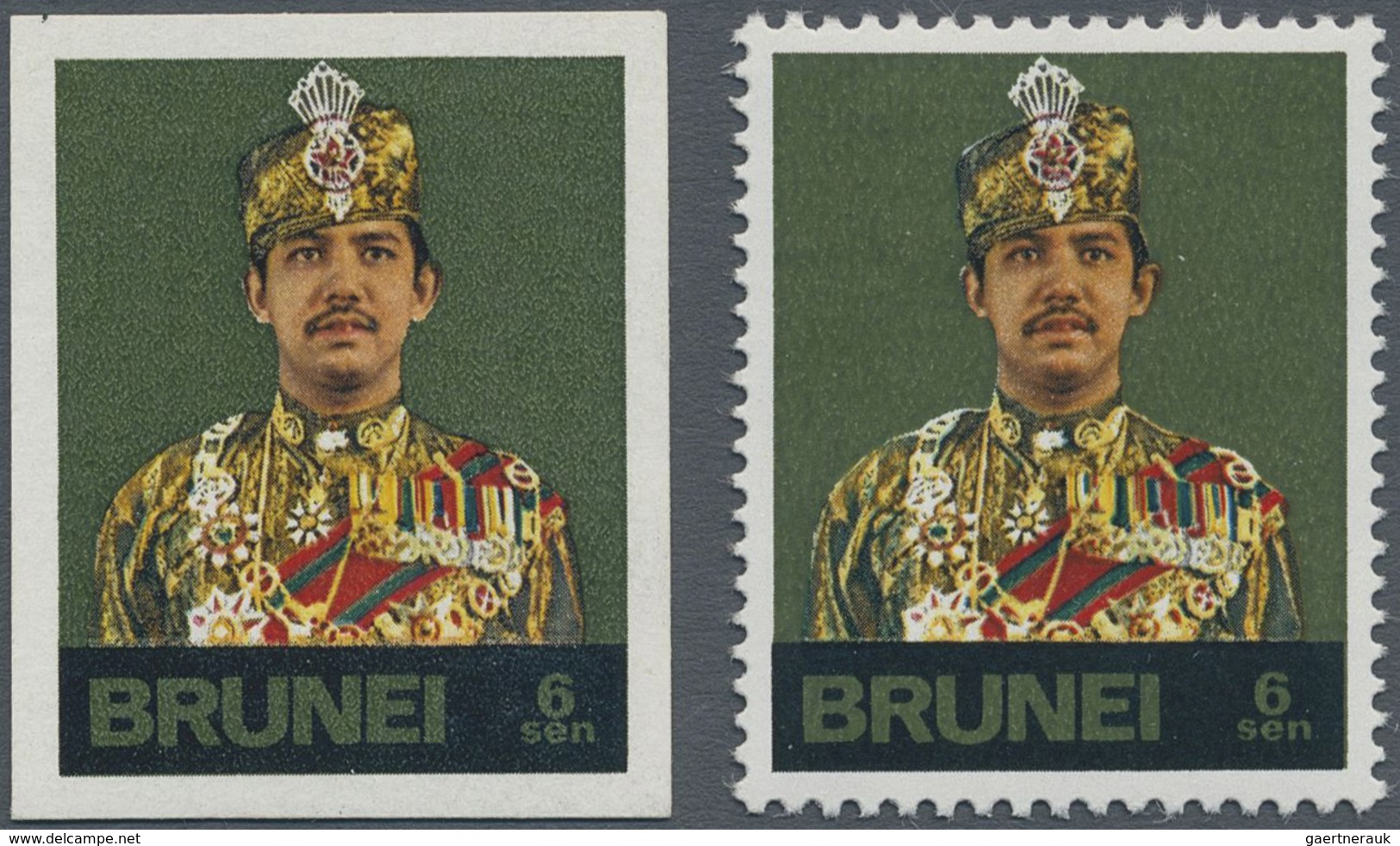 (*) Brunei: 1974, Sultan Hassanal Bolkiah 6s. Imperforate PROOF On Thin Ungummed Watermarked Paper In Ac - Brunei (1984-...)