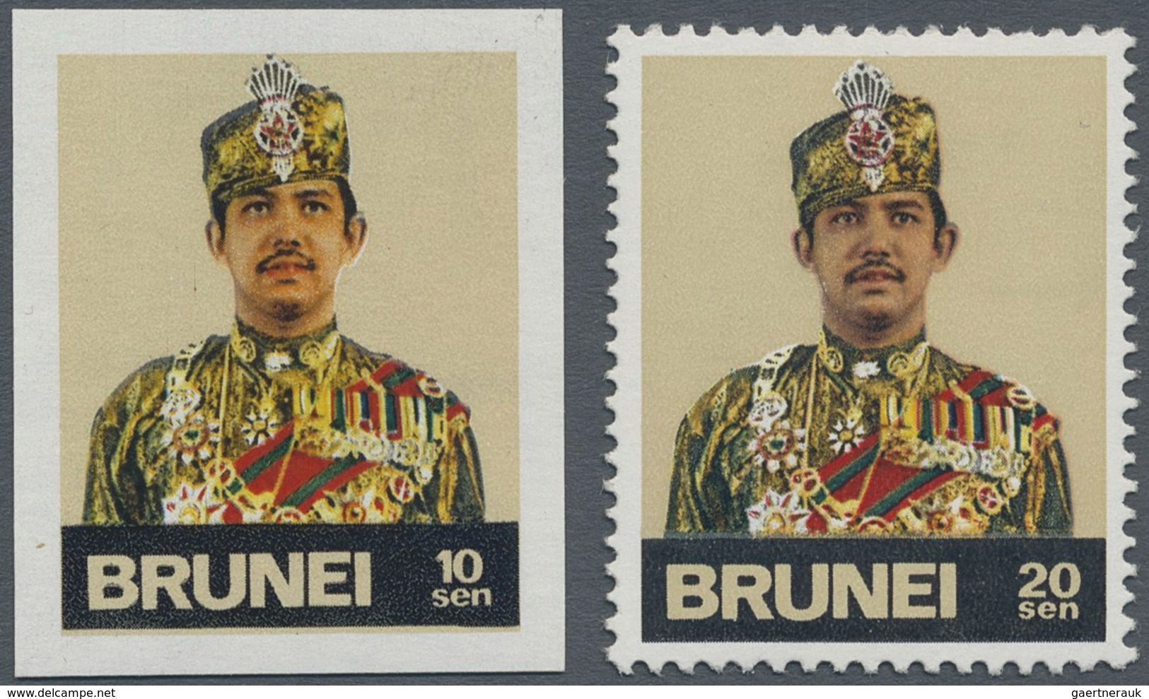 (*) Brunei: 1974, Sultan Hassanal Bolkiah 10s. Imperforate COLOUR TRIAL On Thin Ungummed Watermarked Pap - Brunei (1984-...)