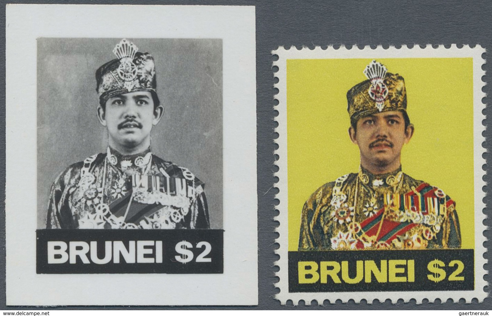 Brunei: 1974, Sultan Hassanal Bolkiah $2 BROMIDE (photoprint On Kodelith Lustre Paper) In Black/whit - Brunei (1984-...)