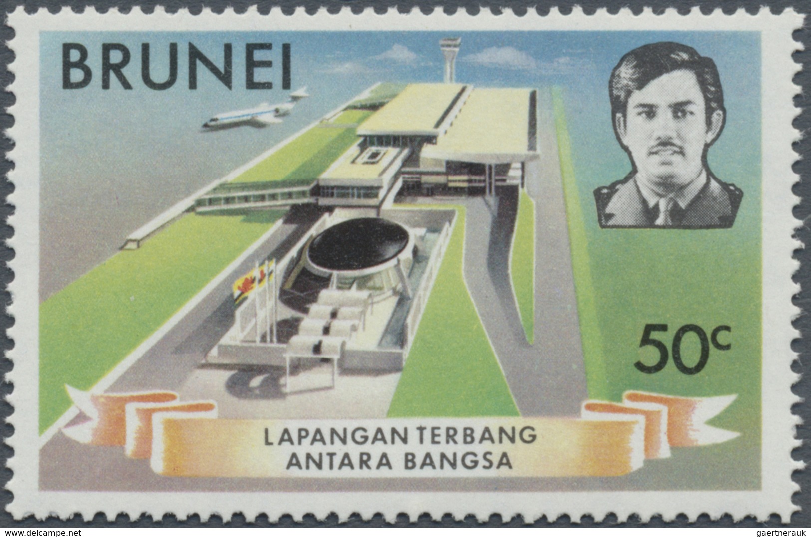 (*) Brunei: 1974, Opening Of New International Airport Imperforate COLOUR PROOF Affixed To Official Prin - Brunei (1984-...)