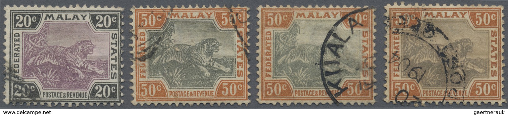 O Malaiischer Staatenbund: 1901, Tiger Definitives With Wmk. Crown CA Complete Set Of 22 Stamps Incl. - Federated Malay States