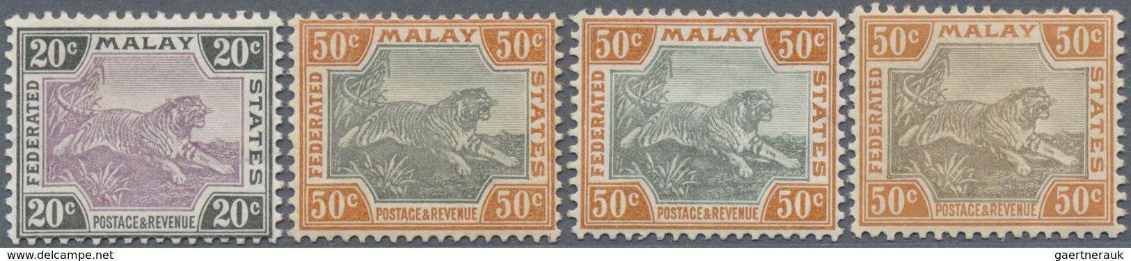 * Malaiischer Staatenbund: 1901, Tiger Definitives With Wmk. Crown CA Complete Set Of 22 Stamps Incl. - Federated Malay States