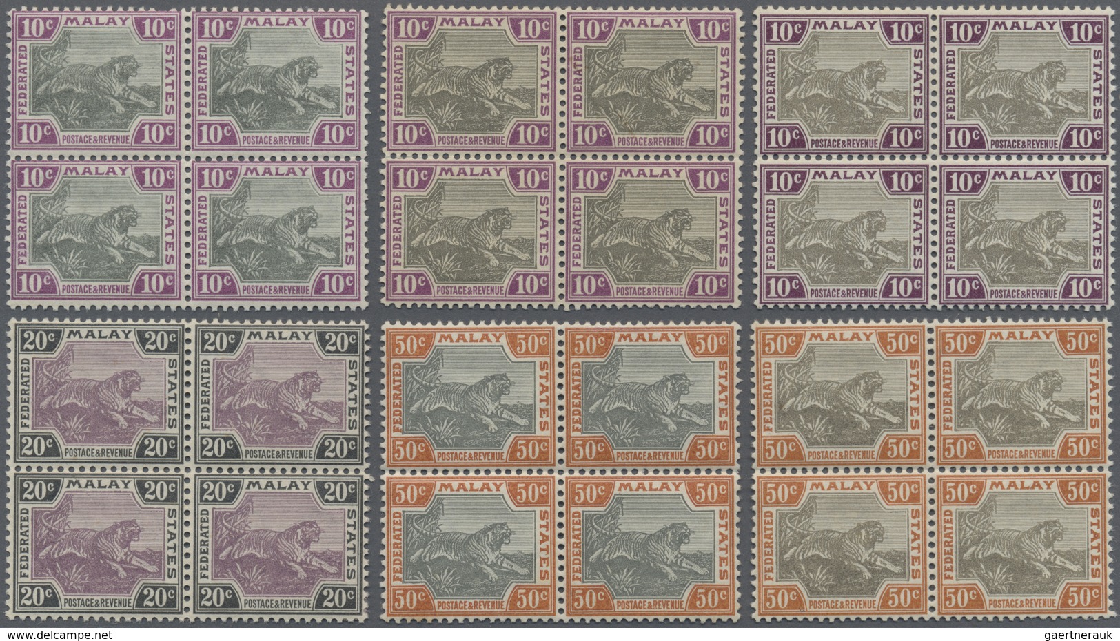 **/* Malaiischer Staatenbund: 1901, Tiger Definitives With Wmk. Crown CA Complete Set Of Eight And Other - Federated Malay States