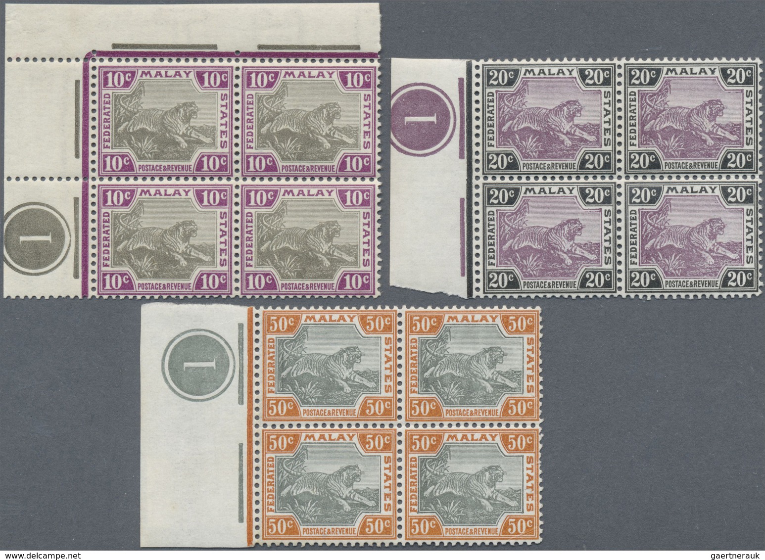 **/* Malaiischer Staatenbund: 1901, Tiger Definitives With Wmk. Crown CA Complete Set Of Eight And Other - Federated Malay States