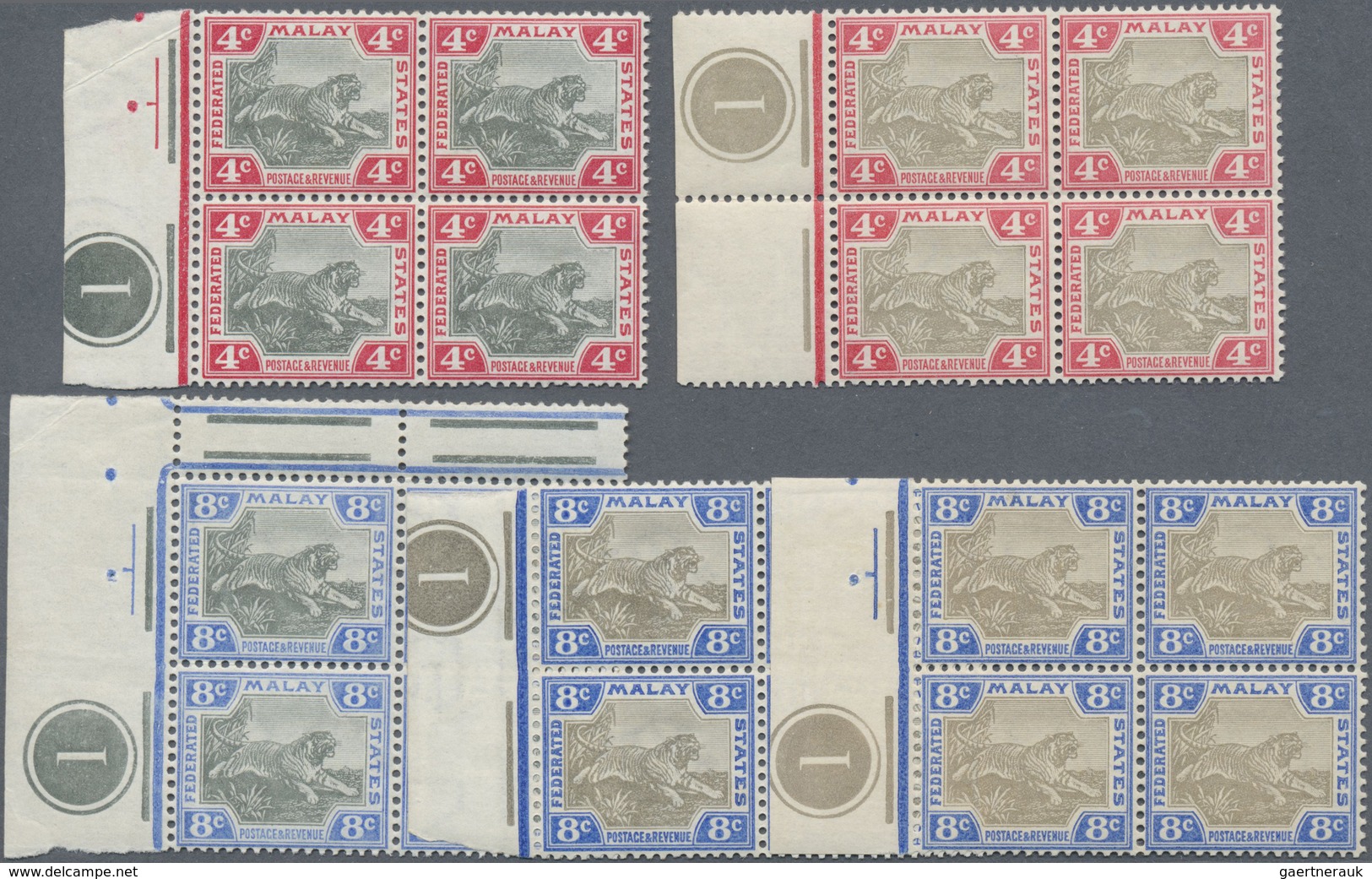 **/* Malaiischer Staatenbund: 1901, Tiger Definitives With Wmk. Crown CA Complete Set Of Eight And Other - Federated Malay States