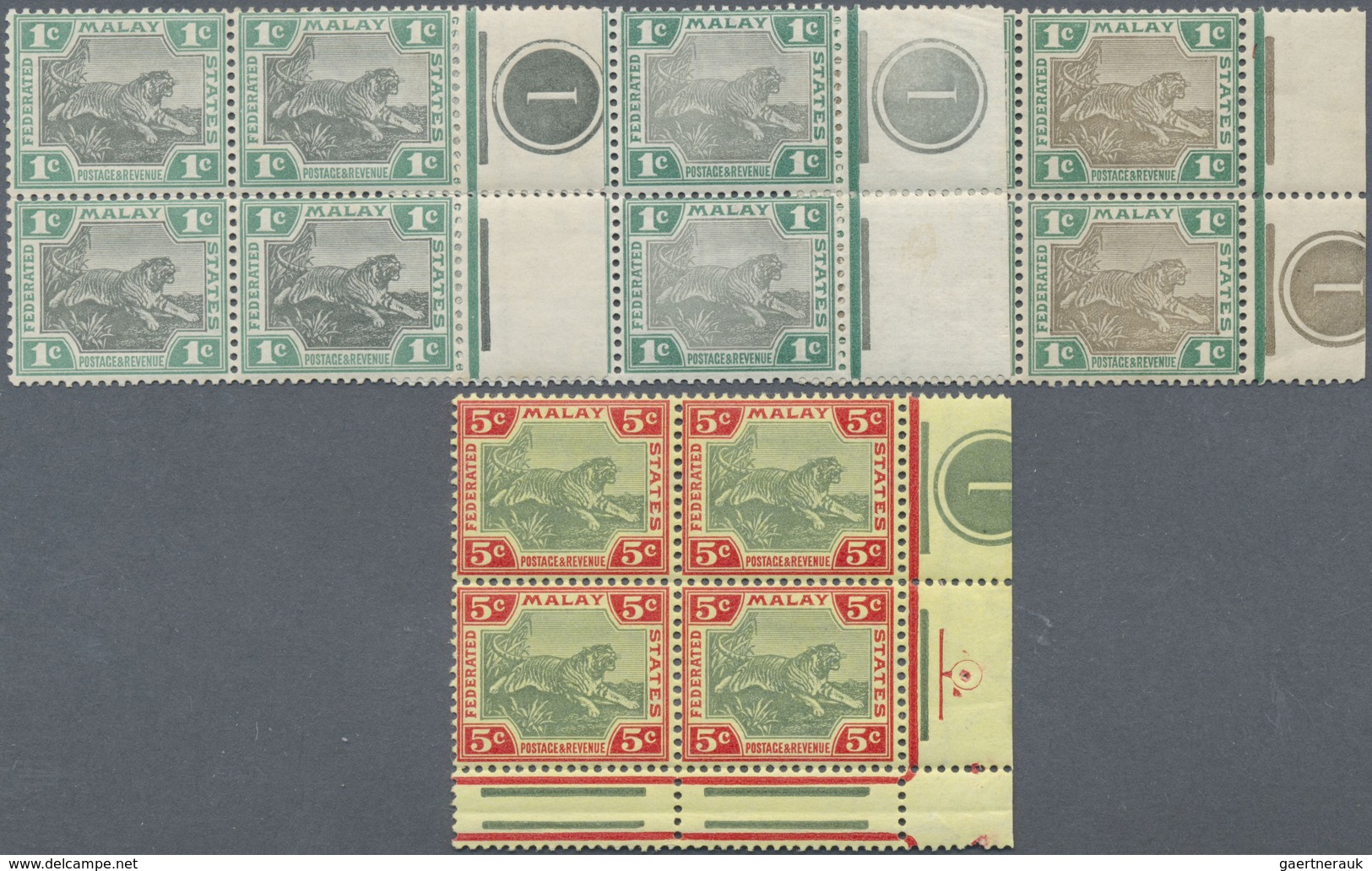 **/* Malaiischer Staatenbund: 1901, Tiger Definitives With Wmk. Crown CA Complete Set Of Eight And Other - Federated Malay States