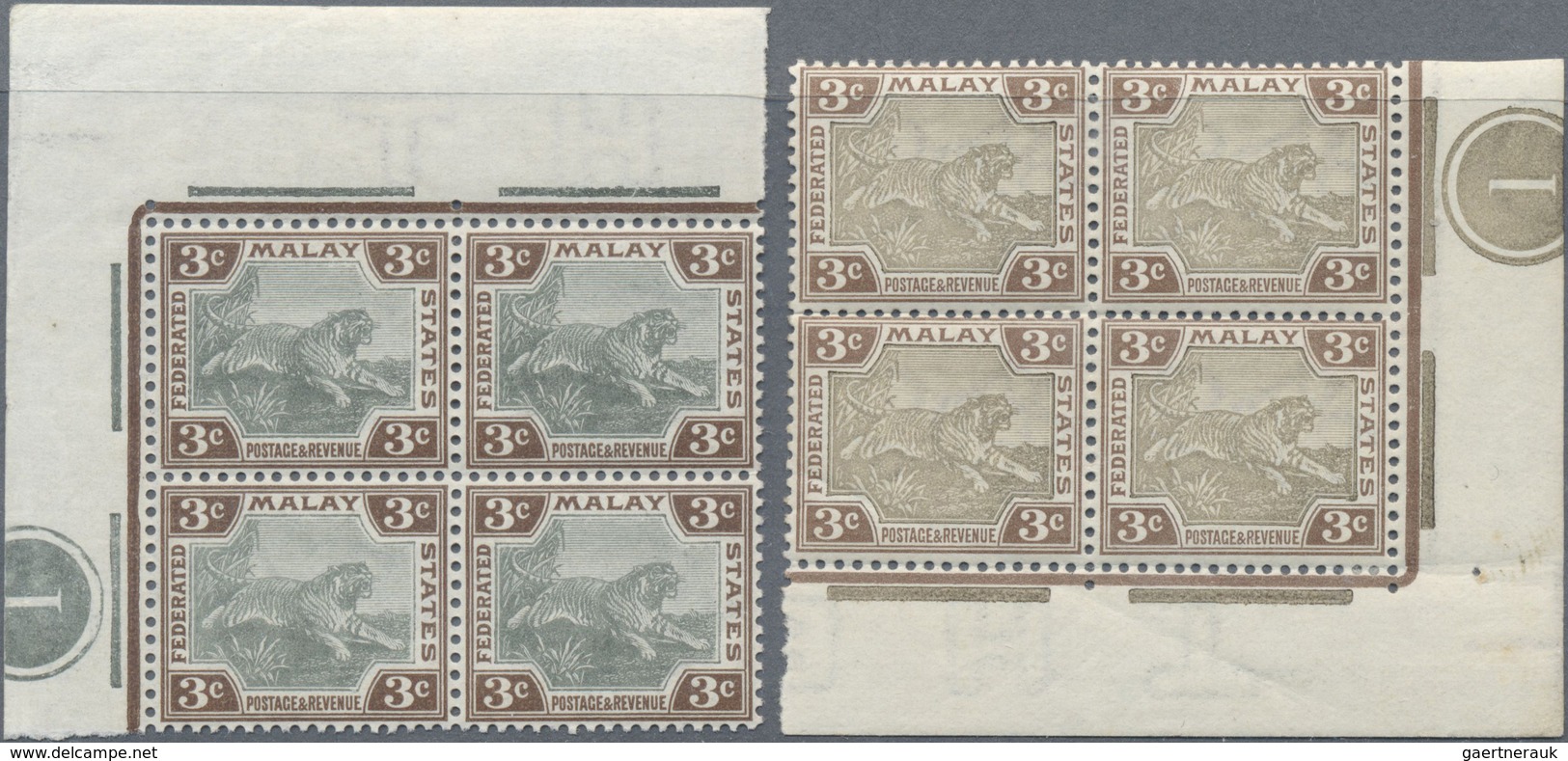 **/* Malaiischer Staatenbund: 1901, Tiger definitives with wmk. Crown CA complete set of eight and other