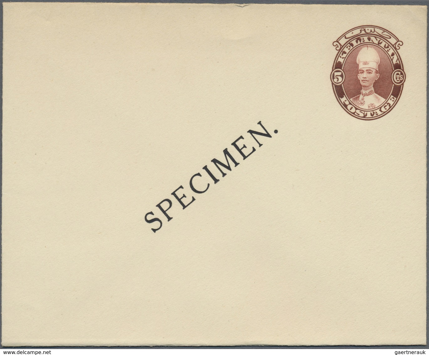 GA Malaiische Staaten - Kelantan: 1935, 5 C Red-brown Sultan Ismail Postal Stationery Envelope, Ovp SPE - Kelantan