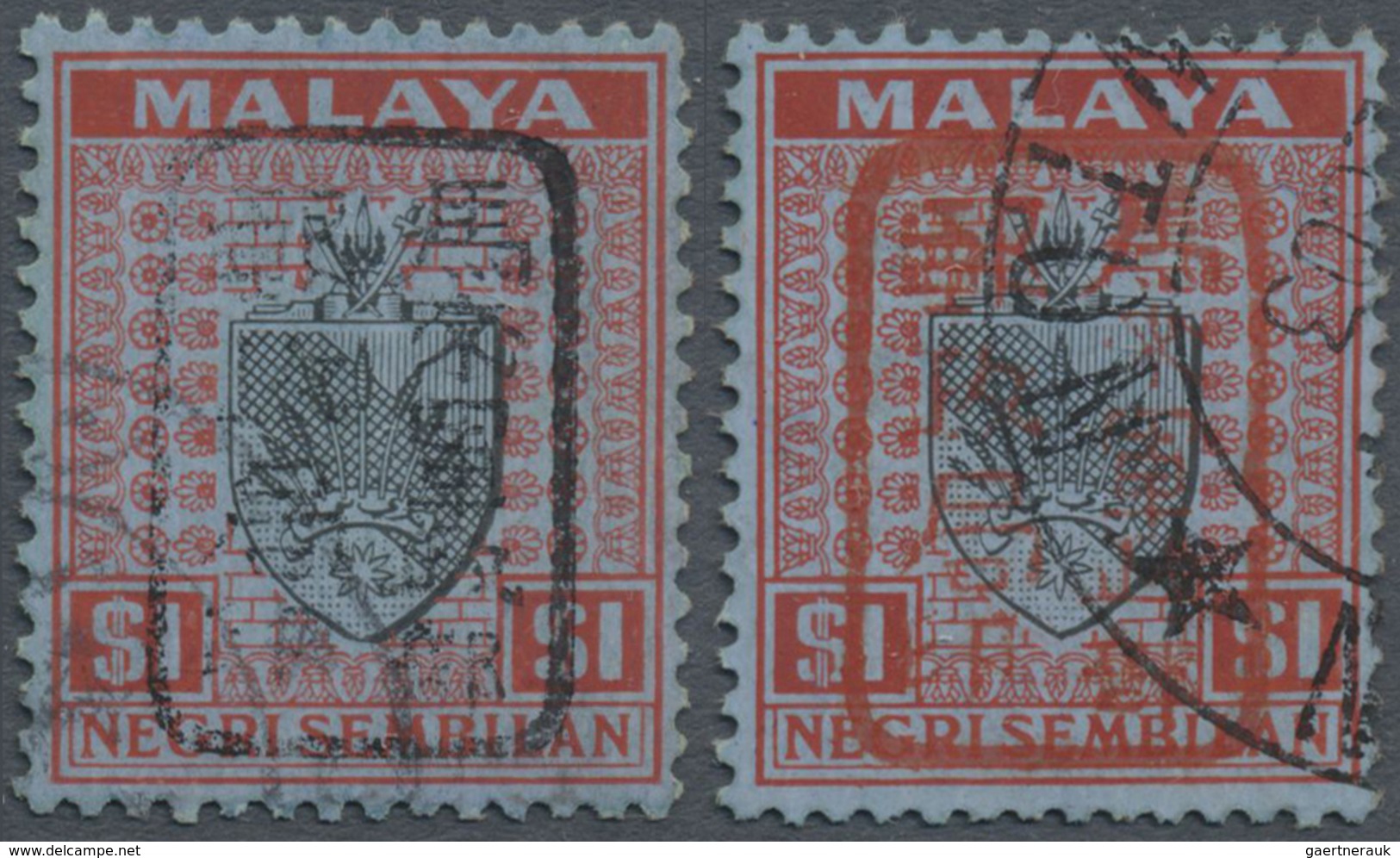 O Malaiische Staaten - Negri Sembilan: Japanese Occupation, General Issues, 1942, NS $1 Black/red On B - Negri Sembilan