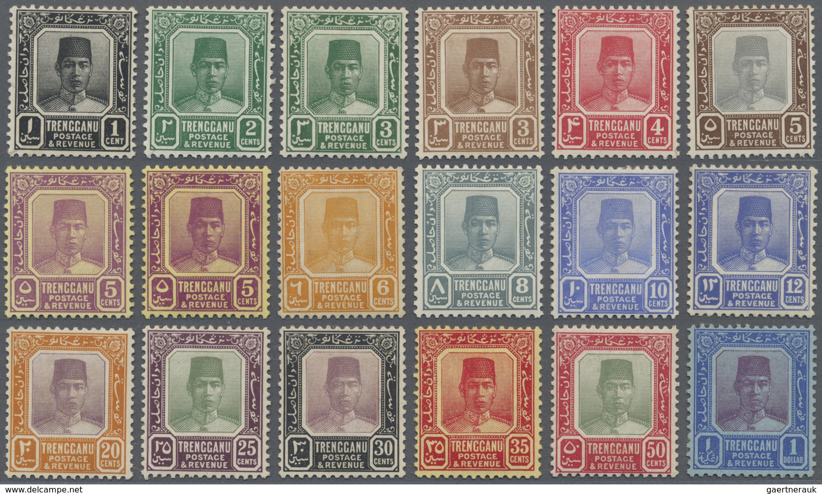 * Malaiische Staaten - Trengganu: 1921/1938, Sultan Suleiman With Mult. Script CA Wmk. Complete Set Of - Trengganu