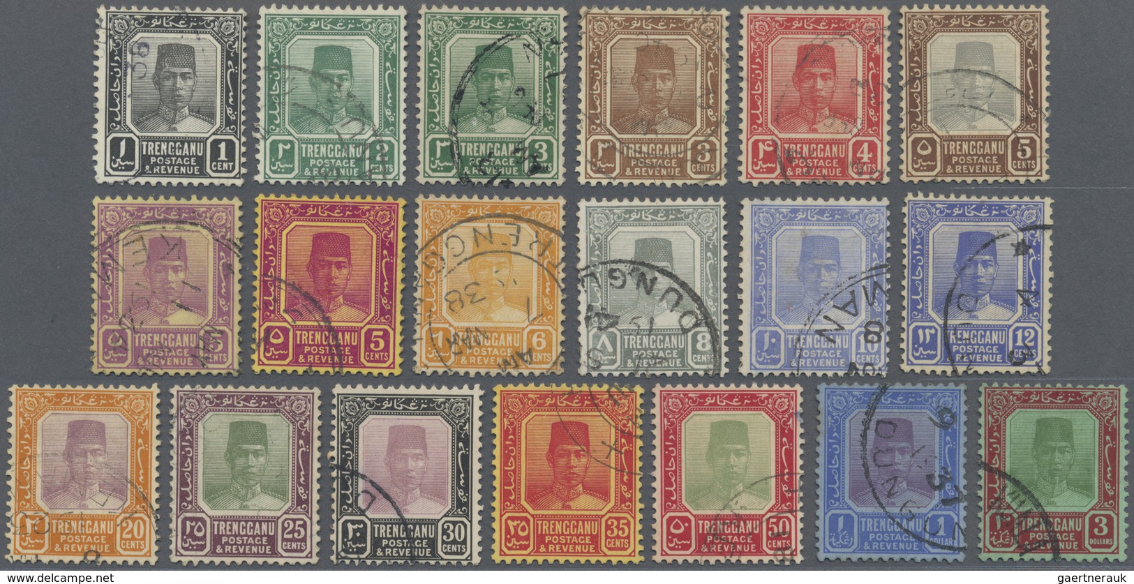 O Malaiische Staaten - Trengganu: 1921/1938, Sultan Suleiman With Mult. Script CA Wmk. Complete Set Of - Trengganu