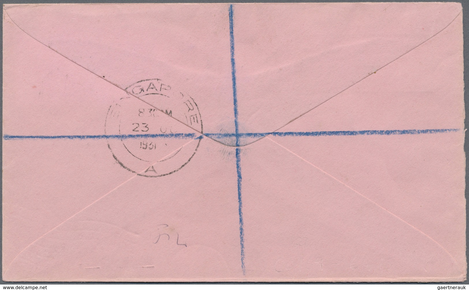 Br Malaiische Staaten - Trengganu: 1931 BESUT P.O.: Registered Cover To Singapore Franked By 1921-26 10 - Trengganu