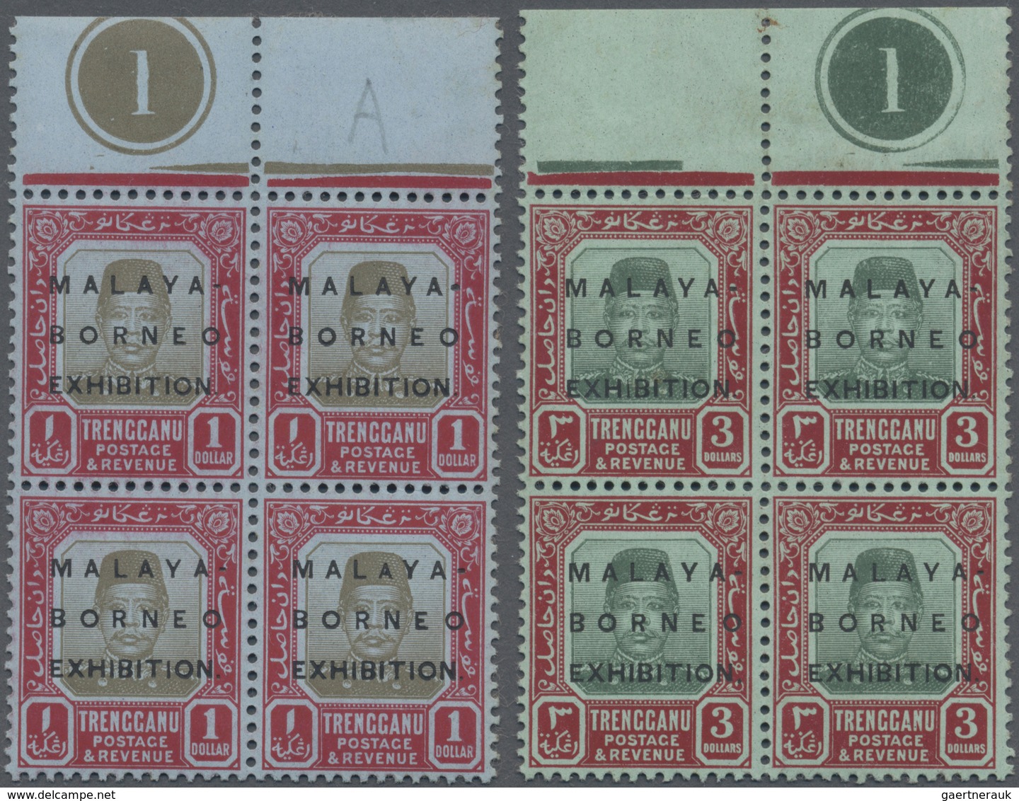 **/* Malaiische Staaten - Trengganu: 1922, Malaya-Borneo Exhibition Part Set Of 10 From 2c. To $3 In Marg - Trengganu