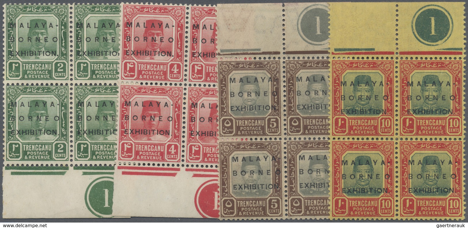 **/* Malaiische Staaten - Trengganu: 1922, Malaya-Borneo Exhibition Part Set Of 10 From 2c. To $3 In Marg - Trengganu