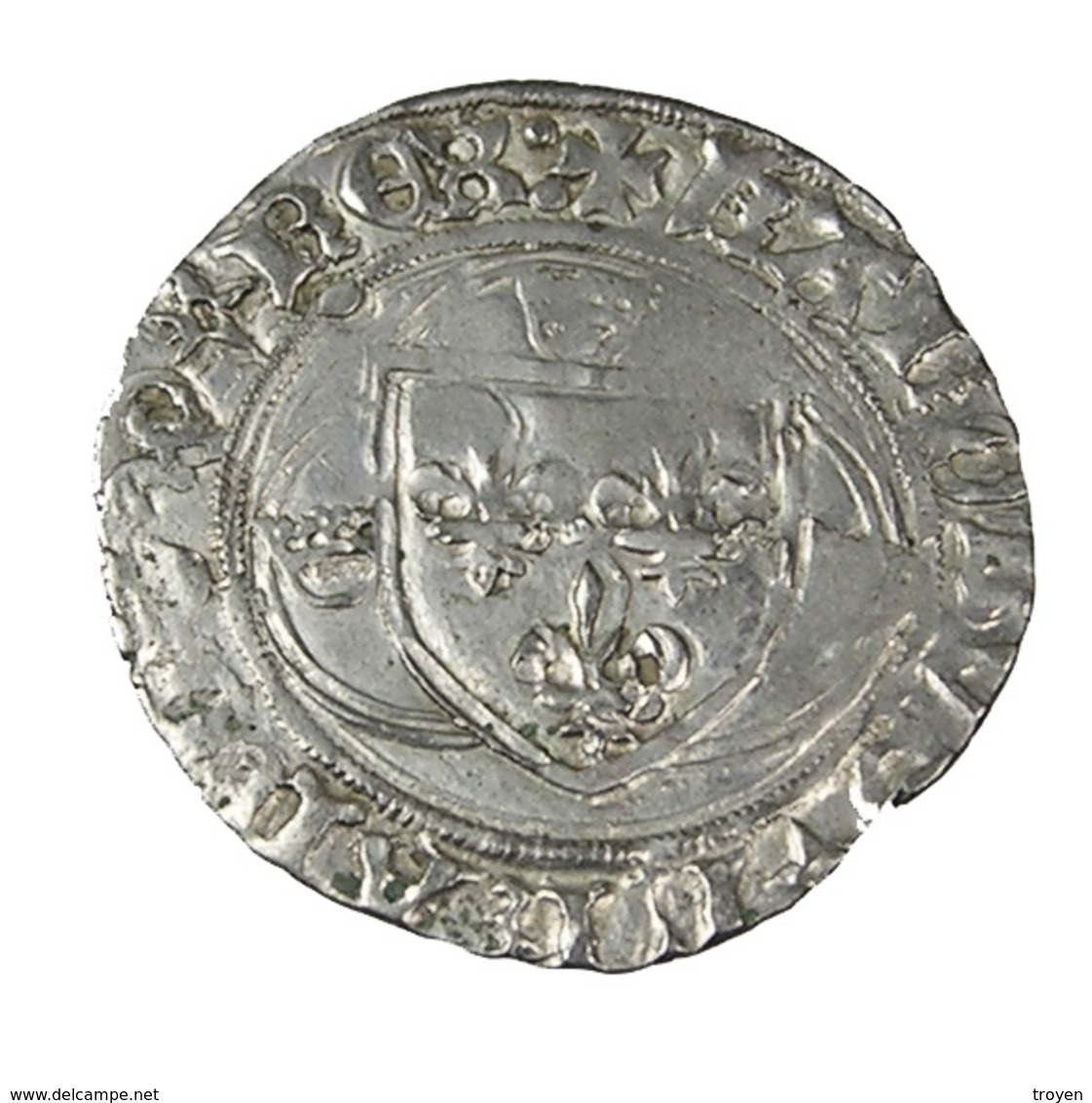 Blanc Aux Couronnelles - Charles VII - France - 2,69 Gr. - TB -  ° 14 AV Et °17 RV - 1422-1461 Charles VII Le Victorieux