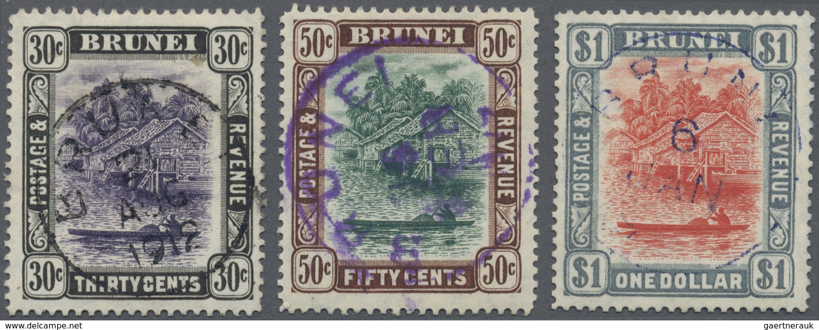 O Brunei: 1907, 'Huts And Canoe' Complete Set Of 11 Fine Used (25c. Some Tonespots), Attractive And Sc - Brunei (1984-...)