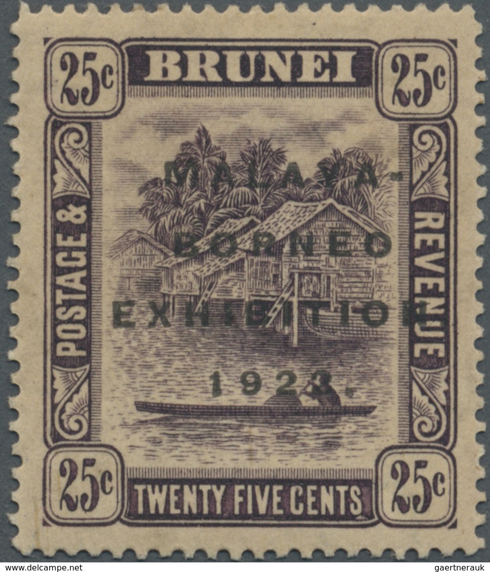 * Brunei: 1922, Malaya-Borneo Exhibition 25c. Deep Dull Purple With REVERSED Watermark, Mint Hinged Wi - Brunei (1984-...)