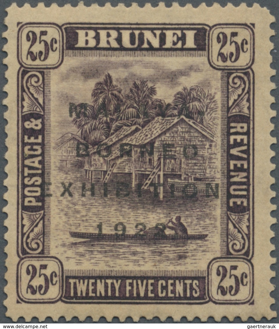 * Brunei: 1922, Malaya-Borneo Exhibition 25c. Deep Dull Purple With REVERSED Watermark And Additional - Brunei (1984-...)